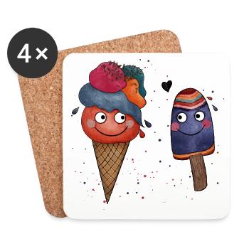 Icecream Summer Love Illustration - Coasters (set of 4) - white - Front