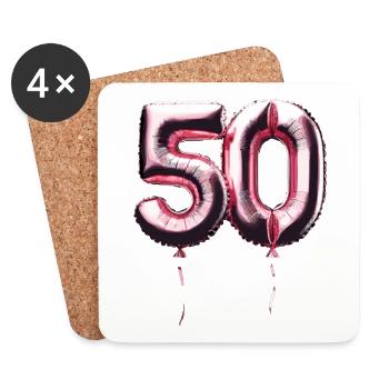 50 Years Pink Balloon Foil Balloon Gift - Coasters (set of 4) - white - Front