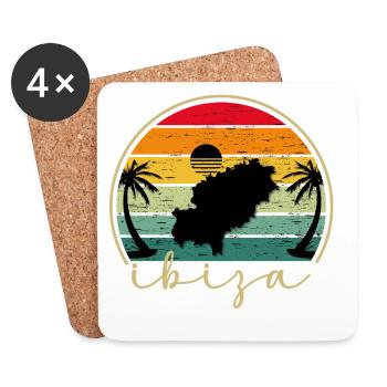 IBIZA - Sundown - Sonnenuntergang - Vintage Sunset - Untersetzer (4er-Set) - Weiß - Vorne