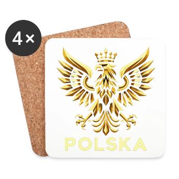 Pologne Polska aigle or drapeau épique cadeau - Dessous de verre (lot de 4) - blanc - Devant