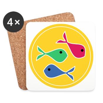 POISSON. SARDINE. POISSON D'AVRIL. MER. OCÉAN - Dessous de verre (lot de 4) - blanc - Devant