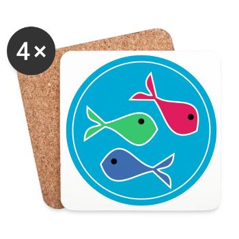 FISH. SARDINE. APRIL FOOL. ANNIVERSARY - Coasters (set of 4) - white - Front
