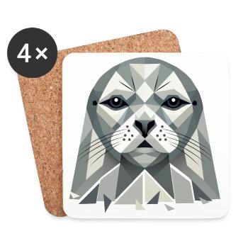 Abstract Seal – Geometric Beauty - Coasters (set of 4) - white - Front