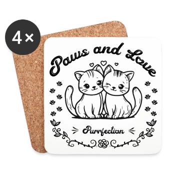 Pattes et amour – Schnurrfekt - Dessous de verre (lot de 4) - blanc - Devant