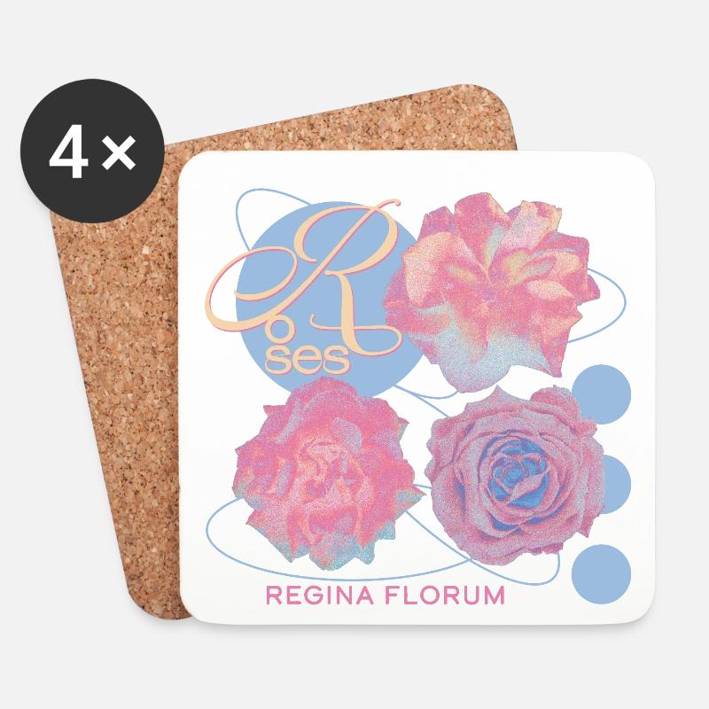 Regina Florum – Ausgefallenes Rosendesign - Untersetzer (4er-Set) - Weiß