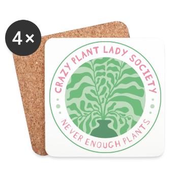 Crazy Plant Lady Society Emblem - Untersetzer (4er-Set) - Weiß - Vorne