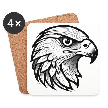 Falcon head with detailed line art design - Coasters (set of 4) - white - Front