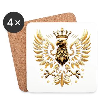 Pologne Polska aigle or drapeau épique cadeau - Dessous de verre (lot de 4) - blanc - Devant
