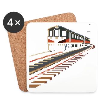 Eisenbahn Pixel - Untersetzer (4er-Set) - Weiß - Vorne