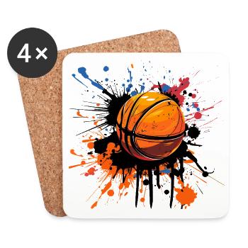 Basketball Ball Streetart - Untersetzer (4er-Set) - Weiß - Vorne