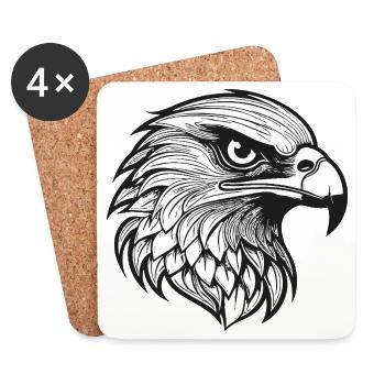 Detailed Eagle Head Illustration - Coasters (set of 4) - white - Front