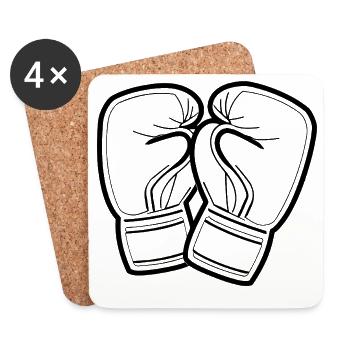 Boxing Gloves Line Art - Coasters (set of 4) - white - Front