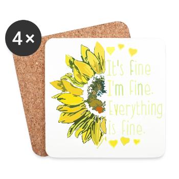 Sunflower Affirmation Graphic T-Shirt - Coasters (set of 4) - white - Front