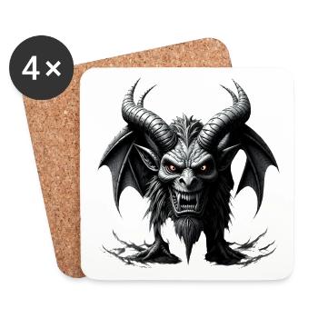 Fearsome Demon, Horns & Bat Wings - Coasters (set of 4) - white - Front