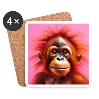 orangutan, primate, monkey - Coasters (set of 4) - white - Front