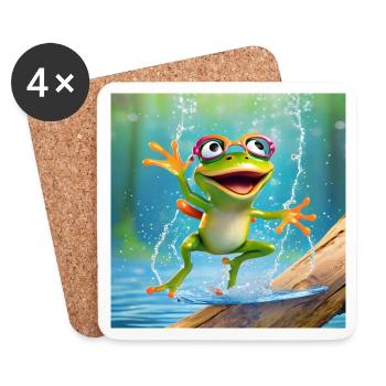 frog, amphibian, tree frog - Coasters (set of 4) - white - Front