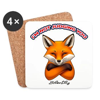 Clever Fox – Silently Judging You - Coasters (set of 4) - white - Front