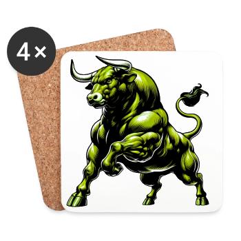 Stier - Untersetzer (4er-Set) - Weiß - Vorne
