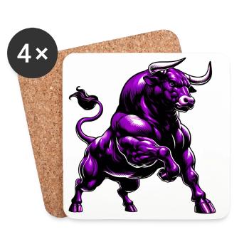 Stier - Untersetzer (4er-Set) - Weiß - Vorne