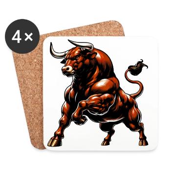 Stier - Untersetzer (4er-Set) - Weiß - Vorne