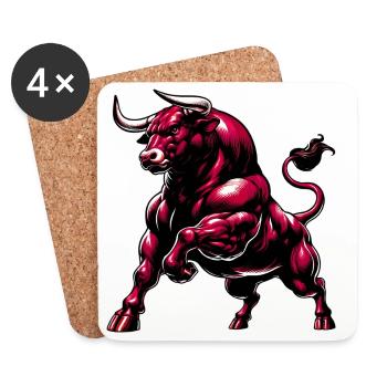 Stier - Untersetzer (4er-Set) - Weiß - Vorne