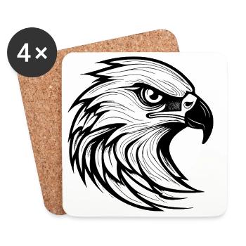 Detailed Eagle Head Illustration - Coasters (set of 4) - white - Front