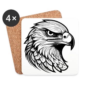 Detailed eagle head design in black and white - Coasters (set of 4) - white - Front