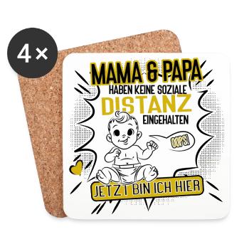 Mama und Papa ohne Abstand Baby Humor Design - Untersetzer (4er-Set) - Weiß - Vorne