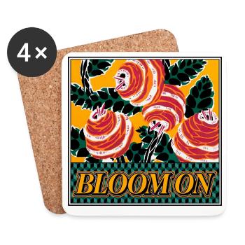 Bloom On - Déclaration florale rétro - Dessous de verre (lot de 4) - blanc - Devant