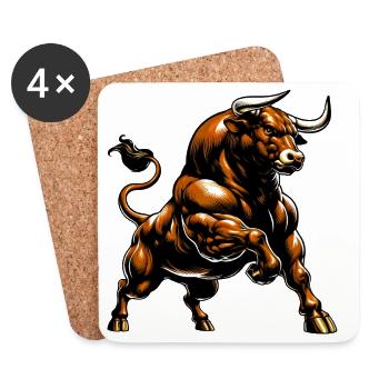Stier - Untersetzer (4er-Set) - Weiß - Vorne