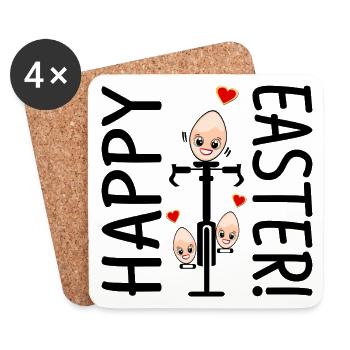 HAPPY EASTER EGGS - CYCLING FAMILY - Coasters (set of 4) - white - Front