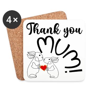 HEART LOVE THANK YOU MUM CHILD - Coasters (set of 4) - white - Front