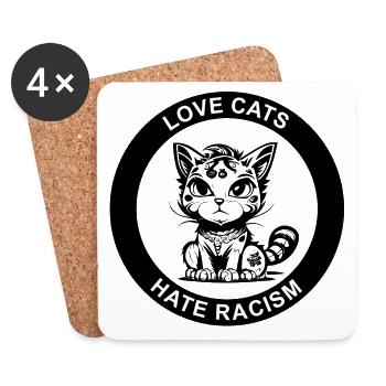 LOVE CATS HATE RACISM - Coasters (set of 4) - white - Front