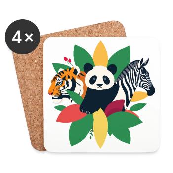 Tiger Panda Zebra - Coasters (set of 4) - white - Front