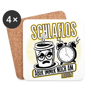 Schlaflos, aber noch am Leben. mom Life - Untersetzer (4er-Set) - Weiß - Vorne