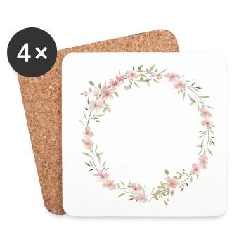 Spring Wreath - Personalizable - Coasters (set of 4) - white - Front