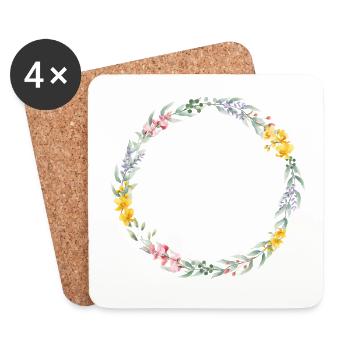 Bunter Kranz- personalisierbar - Untersetzer (4er-Set) - Weiß - Vorne