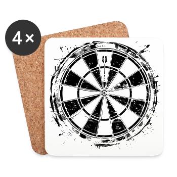 Dartscheibe - Untersetzer (4er-Set) - Weiß - Vorne