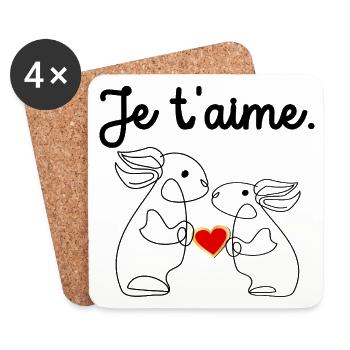 Je t'aime - Lapins de Pâques - Dessous de verre (lot de 4) - blanc - Devant