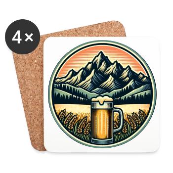 Illustration de jardin de bière des Alpes - Dessous de verre (lot de 4) - blanc - Devant