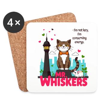 Mr Whiskers - Dessous de verre (lot de 4) - blanc - Devant