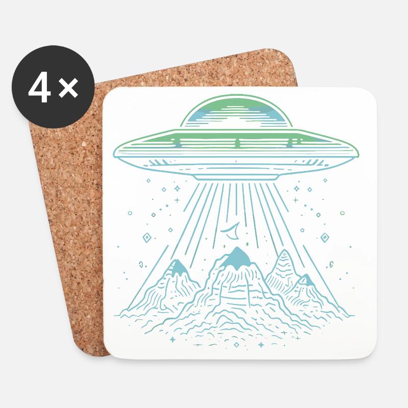 UFO Mountain Abduction - Mysteriöses Sci-Fi-Design - Untersetzer (4er-Set) - Weiß
