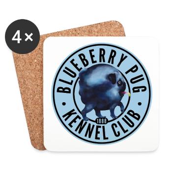 Blueberry Pug Kennel Club - Untersetzer (4er-Set) - Weiß - Vorne