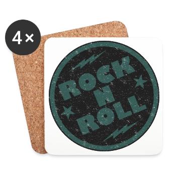 Retro Rock and Roll Abzeichen Design - Untersetzer (4er-Set) - Weiß - Vorne