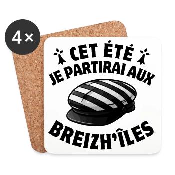 Bretagne, Breizh, je suis breton - Dessous de verre (lot de 4) - blanc - Devant