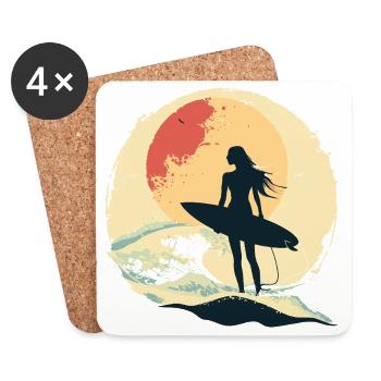 Surfing Frau - Untersetzer (4er-Set) - Weiß - Vorne