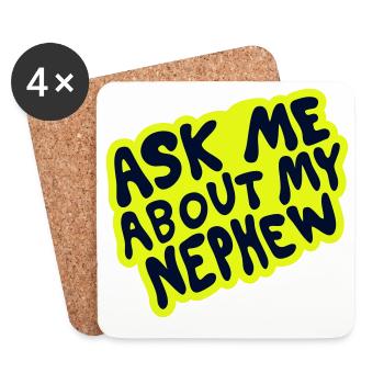 Posez-moi des questions sur mon neveu – Family Design - Dessous de verre (lot de 4) - blanc - Devant