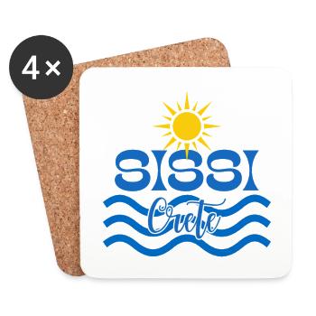 Sonne und Wellen Sissi Kreta Logo - Untersetzer (4er-Set) - Weiß - Vorne