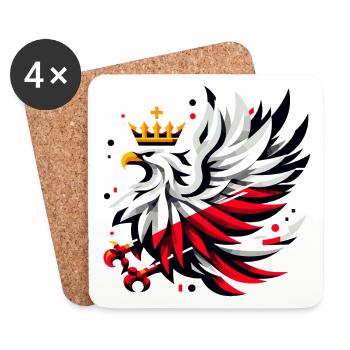 Pologne Polska Aigle Drapeau Géométrie Cadeau - Dessous de verre (lot de 4) - blanc - Devant