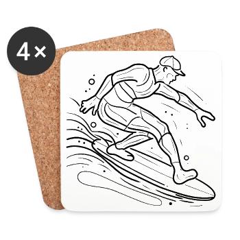 Surfer Line Art - Coasters (set of 4) - white - Front